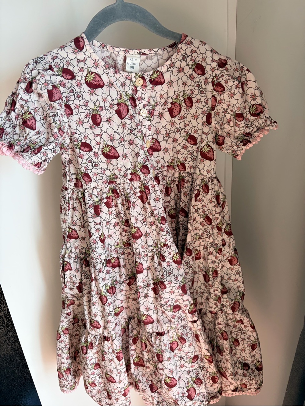 Kate Quinn Strawberry Print Prairie Dress 8yr